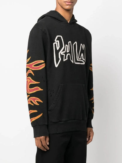 Flame Print Cotton Hoodie