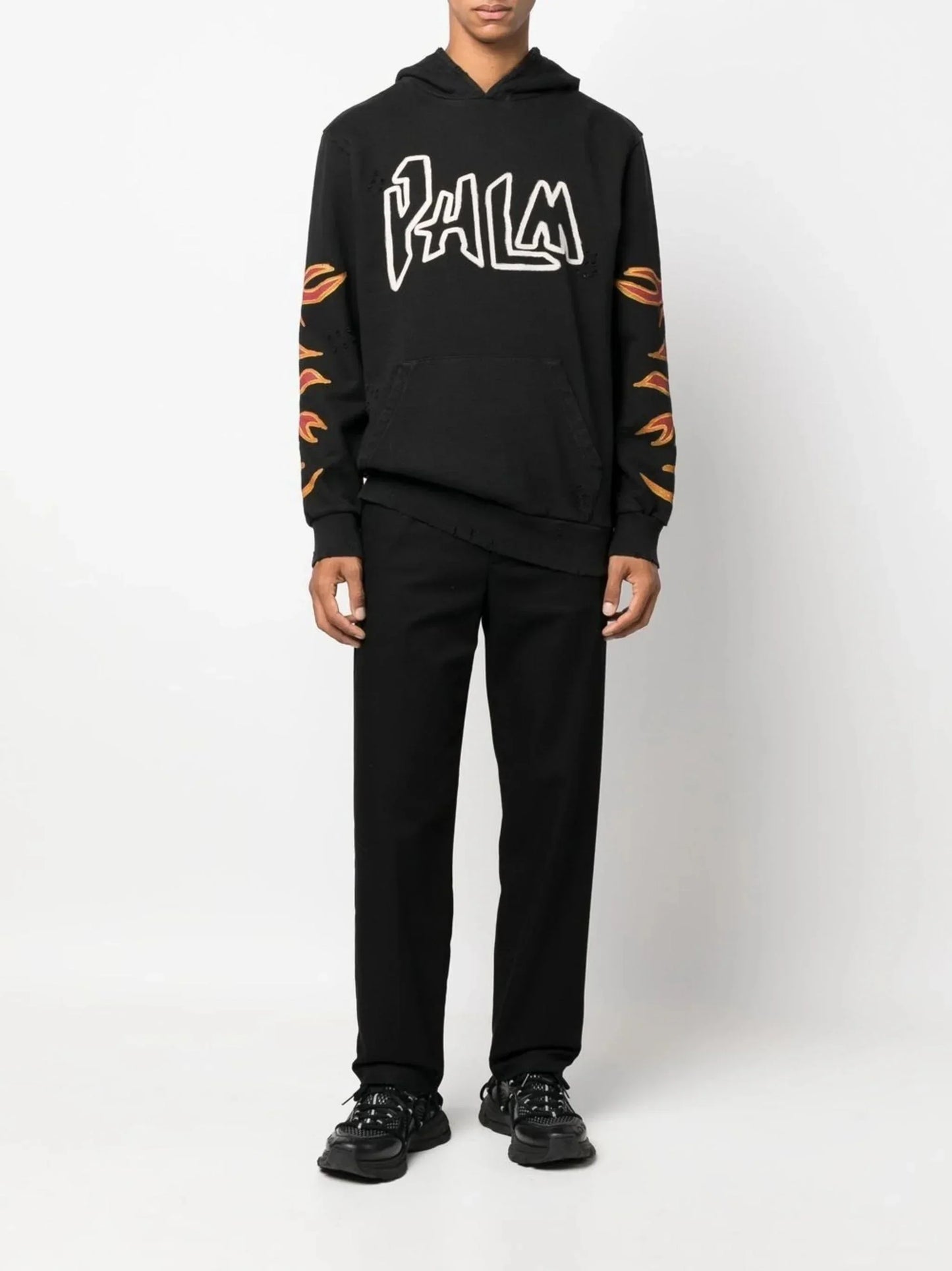 Flame Print Cotton Hoodie