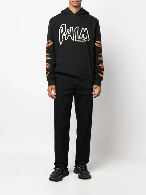 Flame Print Cotton Hoodie