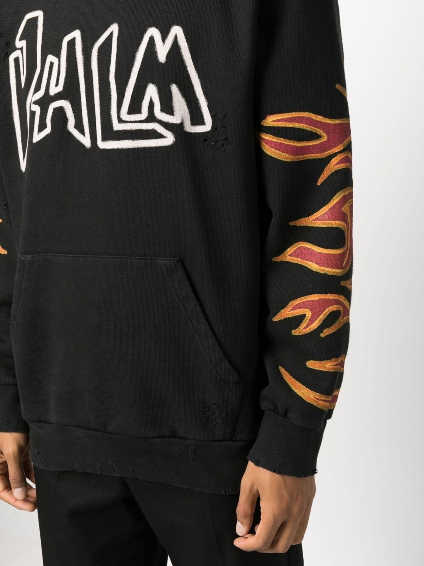 Flame Print Cotton Hoodie