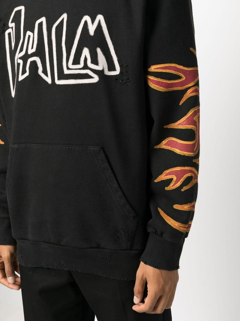 Flame Print Cotton Hoodie