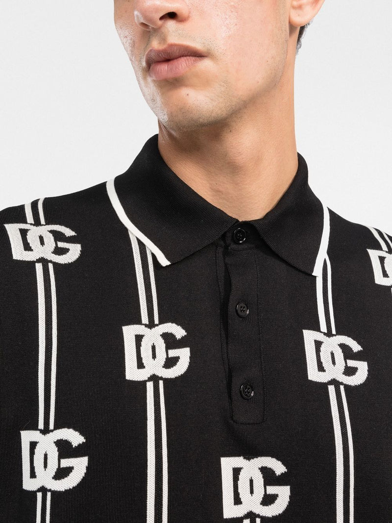 Logo Print Knitted Polo Shirt