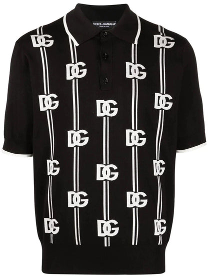 Logo Print Knitted Polo Shirt