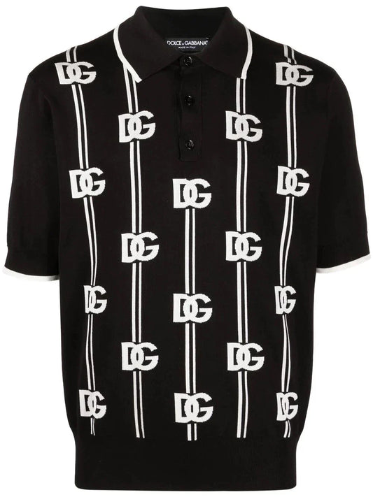 Logo Print Knitted Polo Shirt