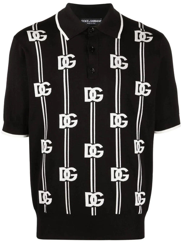 Logo Print Knitted Polo Shirt