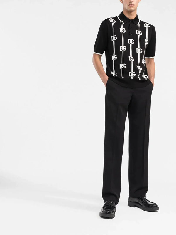 Logo Print Knitted Polo Shirt