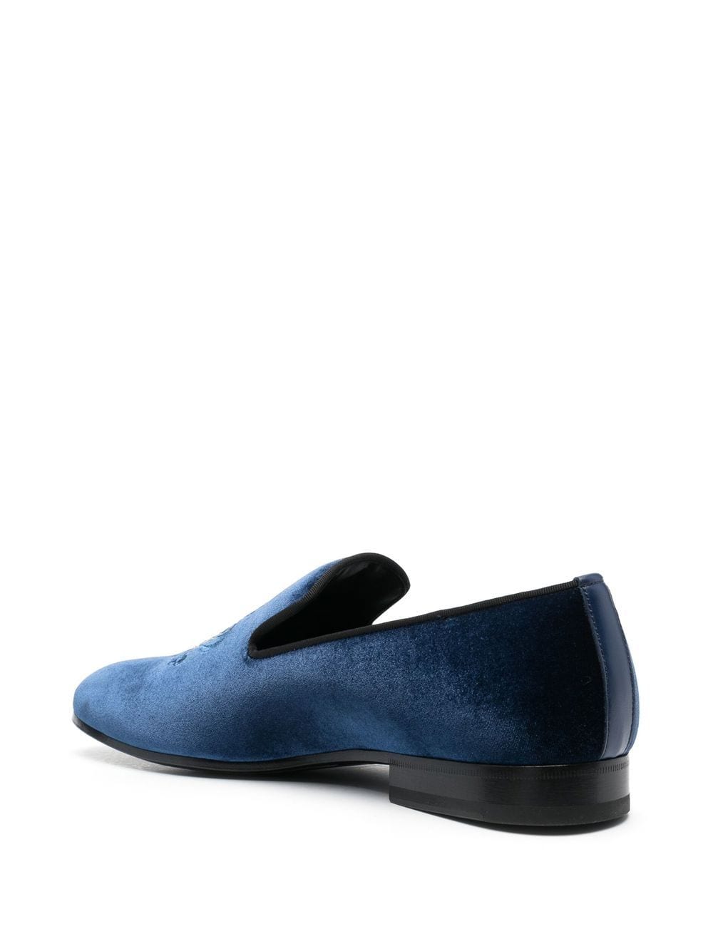 Crest-motif velvet loafers