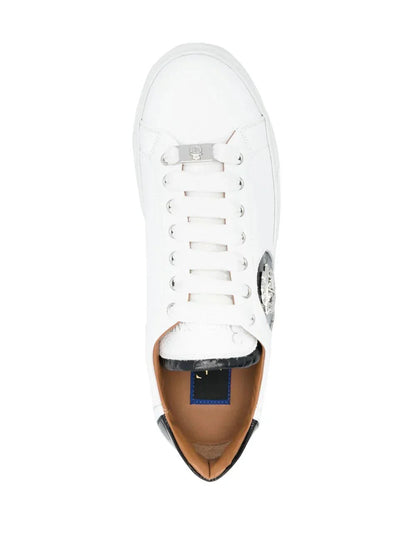Logo-crest leather sneakers