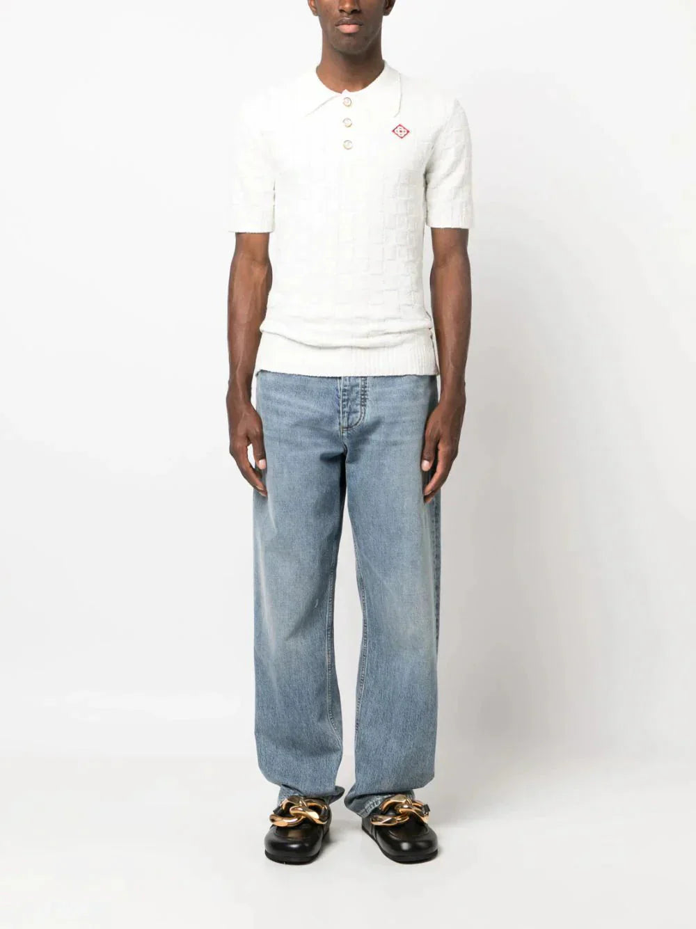 Logo Embroidered Bouclé Polo Shirt