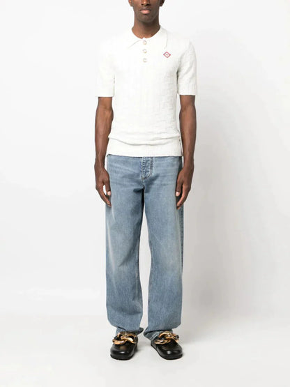 Logo Embroidered Bouclé Polo Shirt
