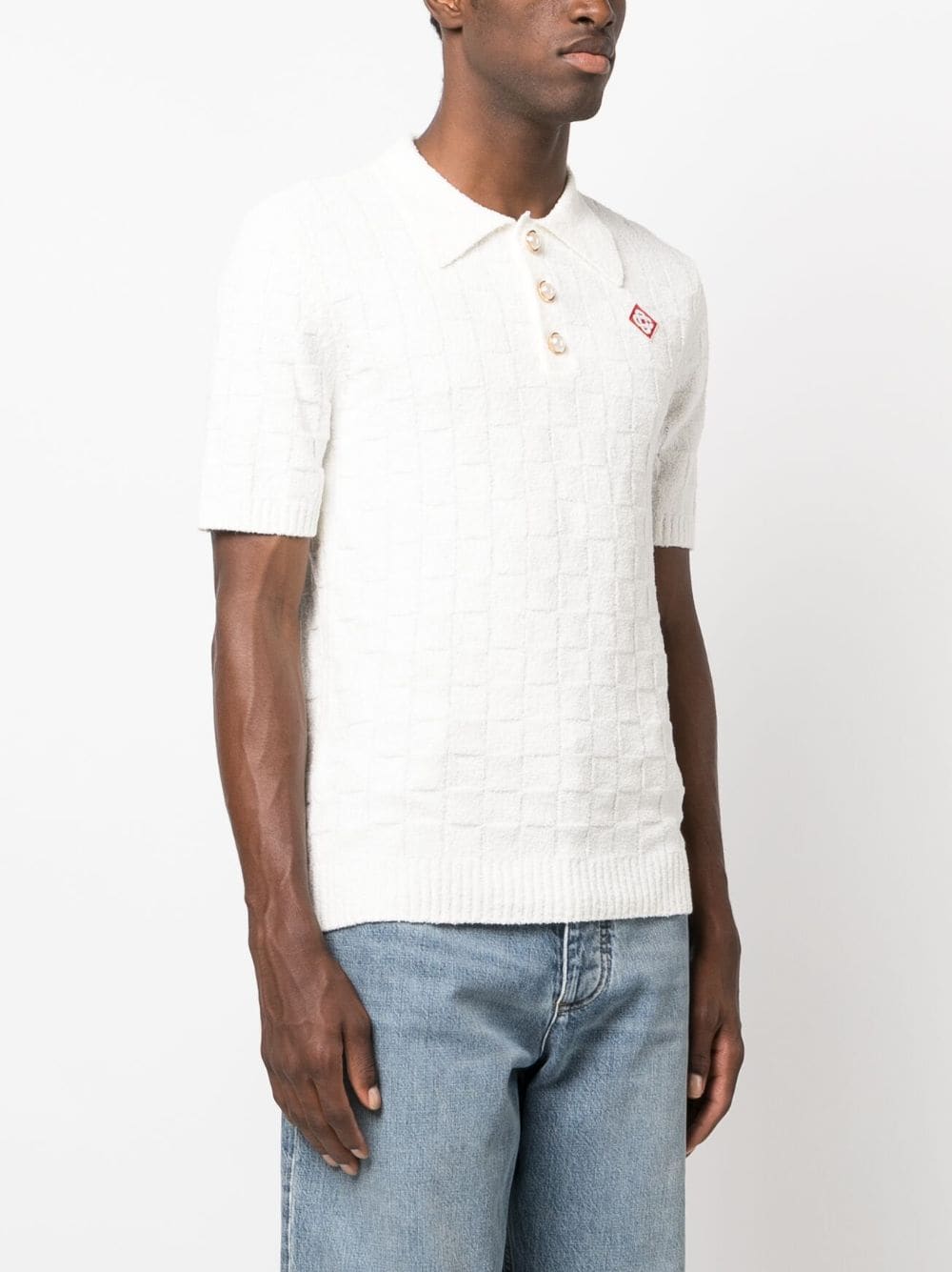 Logo Embroidered Bouclé Polo Shirt