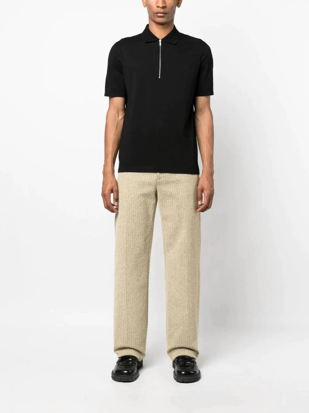 Half Zip Cotton Polo Shirt