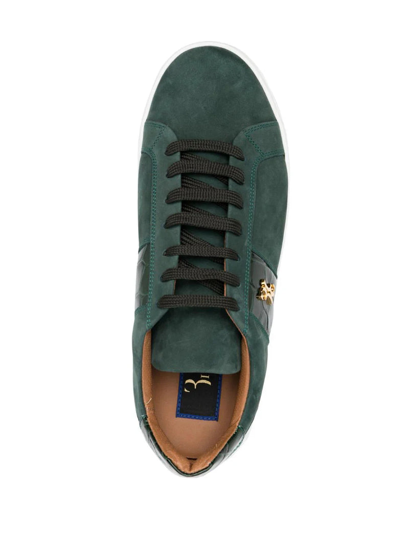 Crocodile-effect low-top sneakers