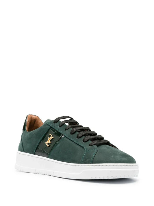 Crocodile-effect low-top sneakers
