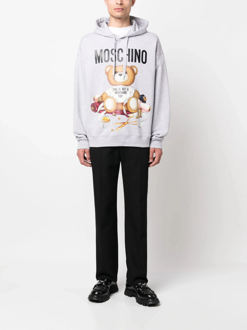 Teddy Bear Print Cotton Hoodie
