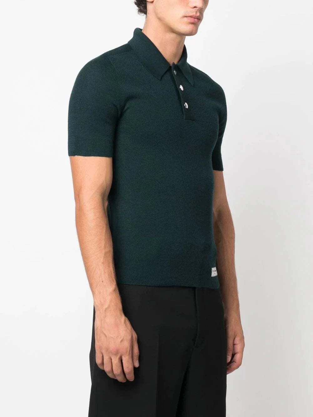 Logo Patch Wool Polo Shirt