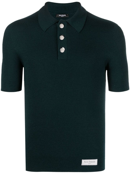 Logo Patch Wool Polo Shirt