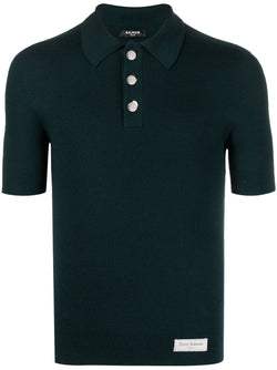 Logo Patch Wool Polo Shirt