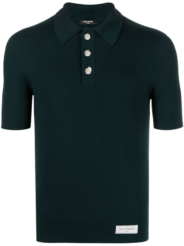 Logo Patch Wool Polo Shirt