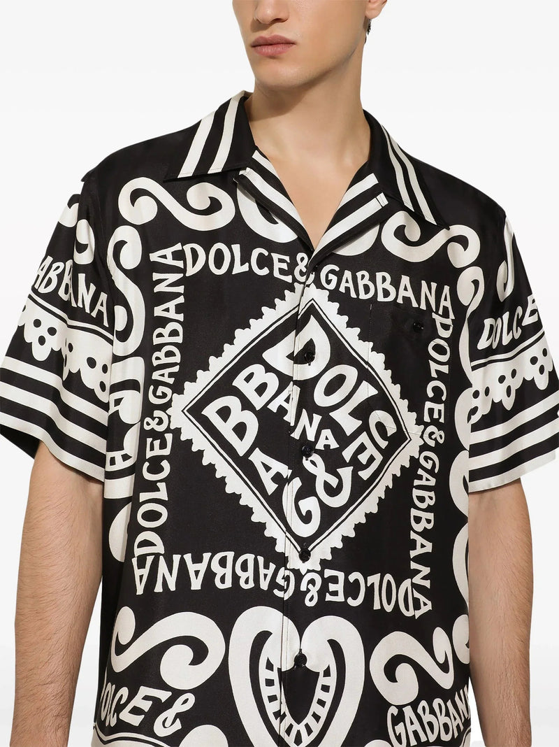 Printed Short Sleeve Silk Shirt