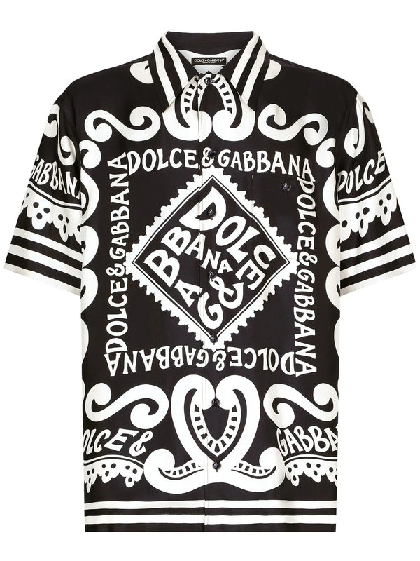 Printed Short Sleeve Silk Shirt