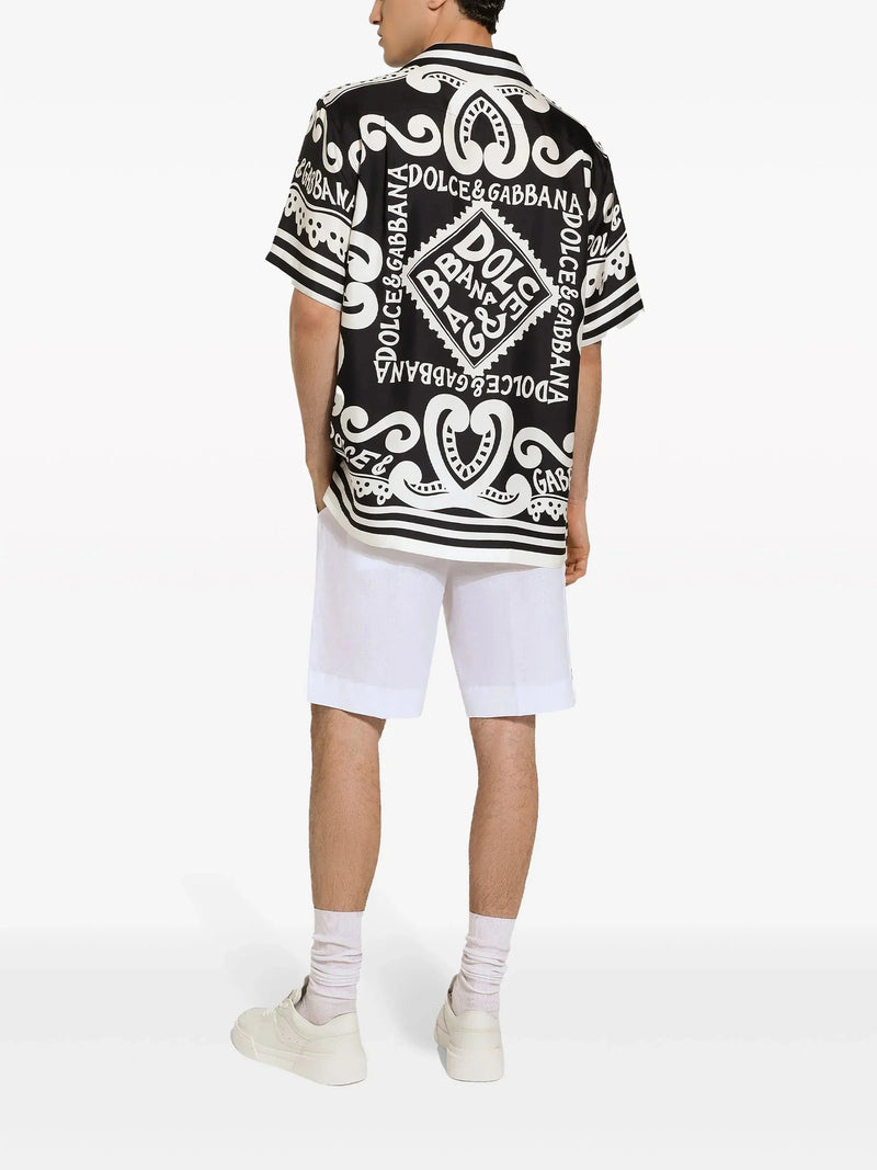 Printed Short Sleeve Silk Shirt