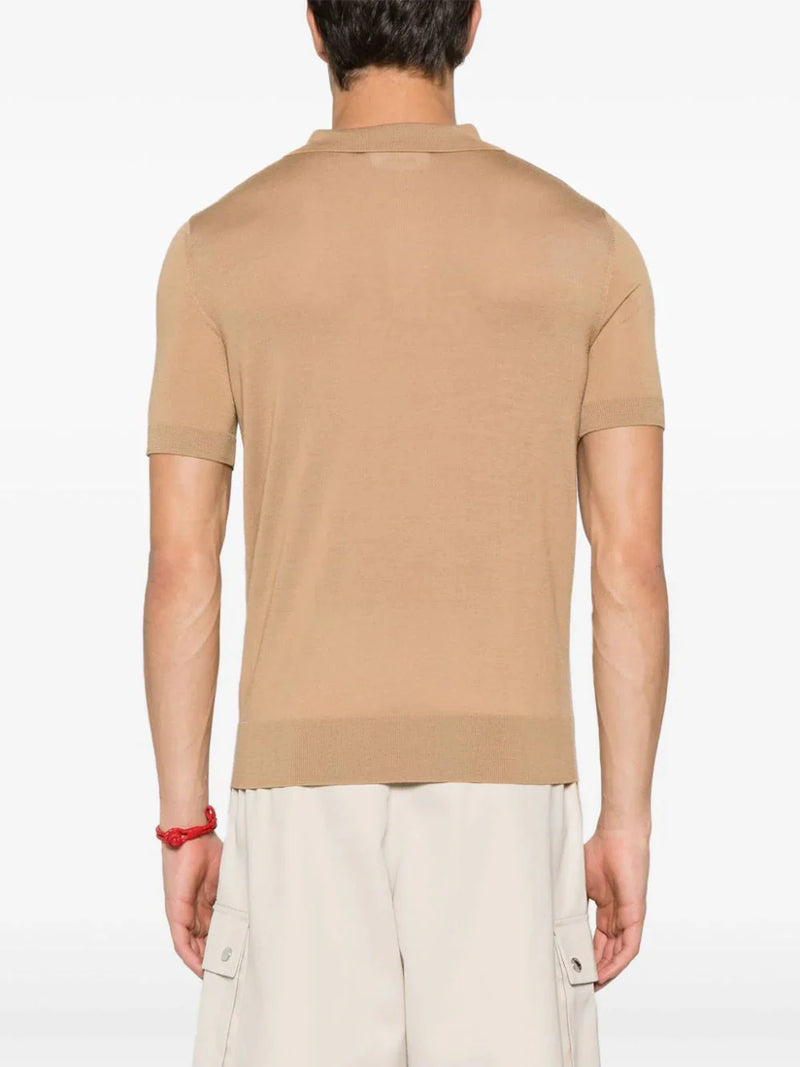 Embroidered-logo ribbed polo shirt