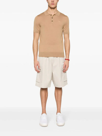 Embroidered-logo ribbed polo shirt