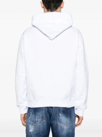 Graphic-print cotton hoodie