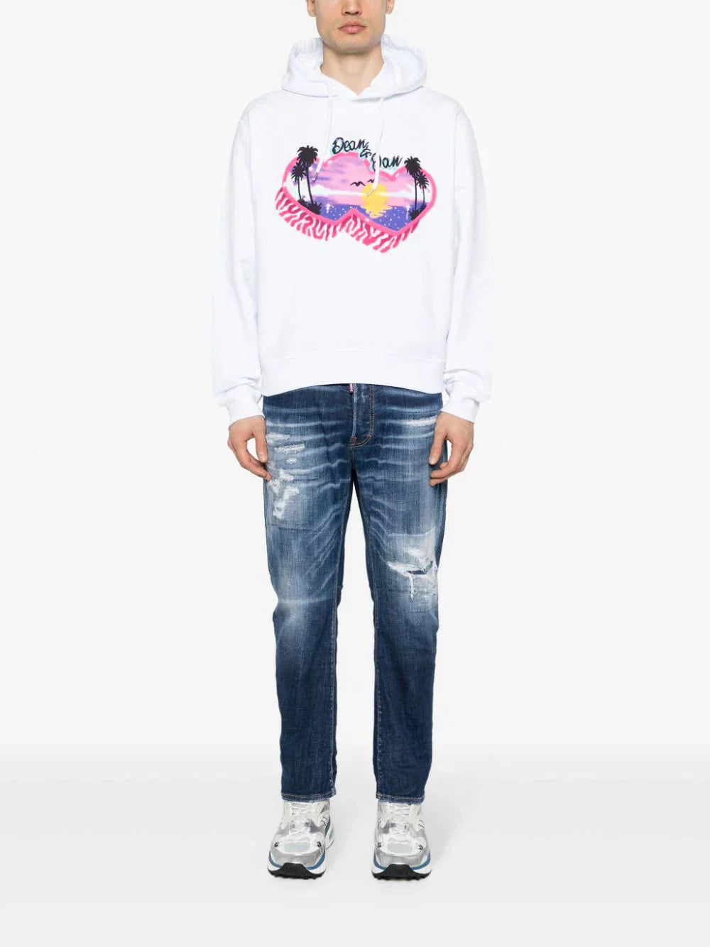 Graphic-print cotton hoodie