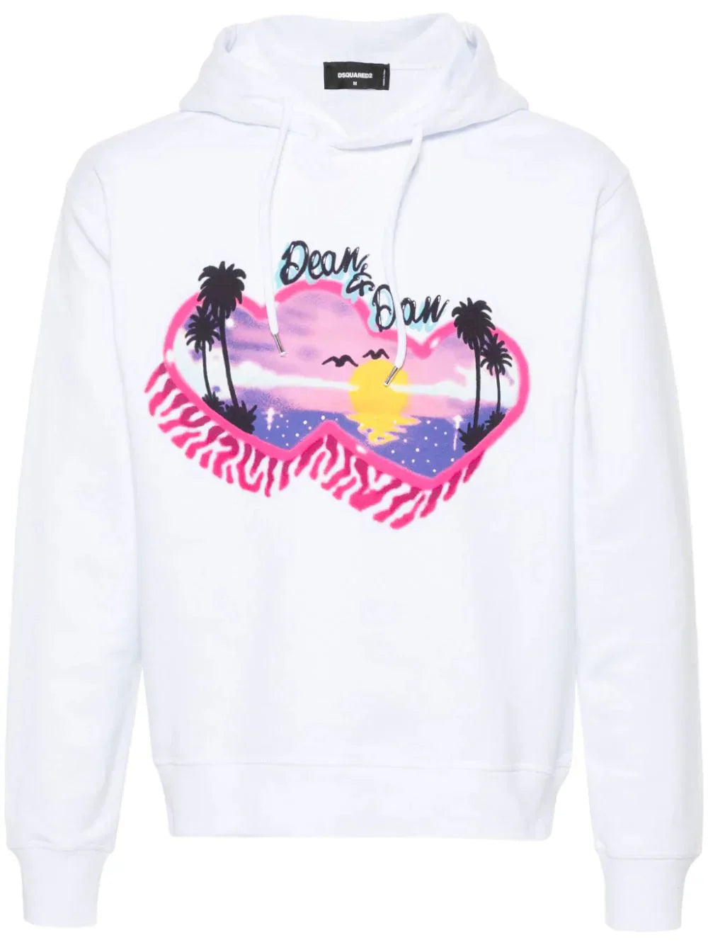 Graphic-print cotton hoodie