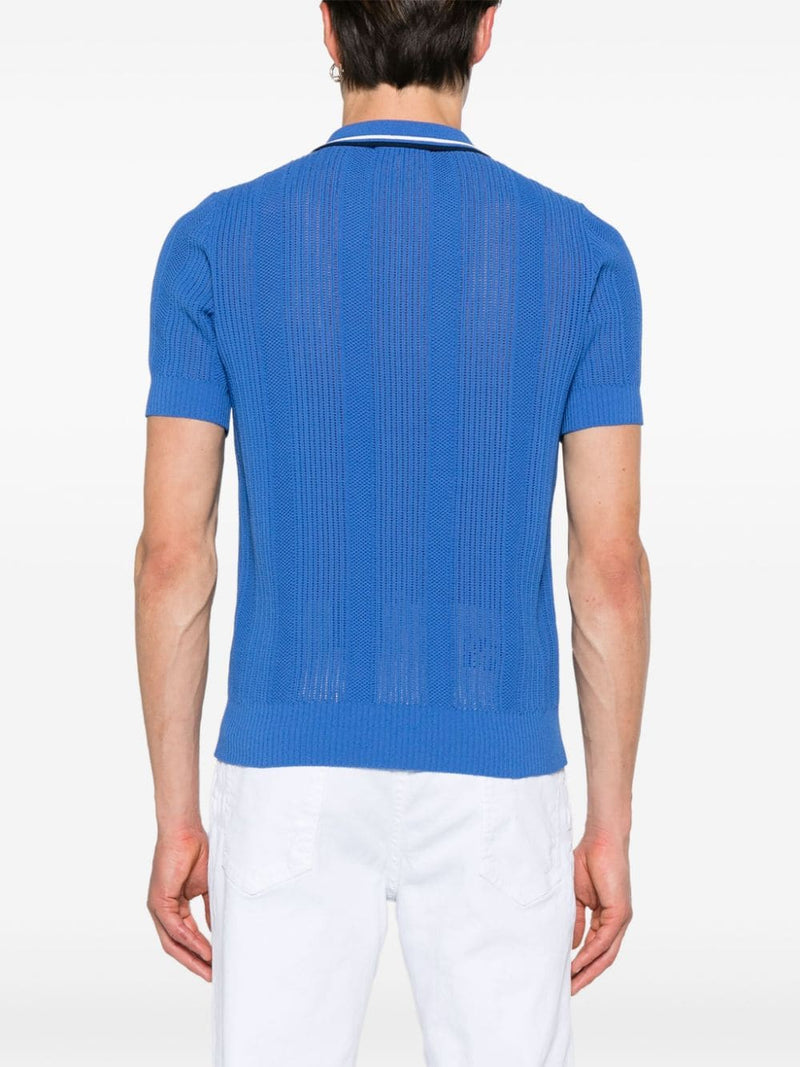 Crochet-knit polo shirt