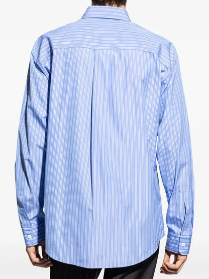 Graphic-print striped cotton shirt