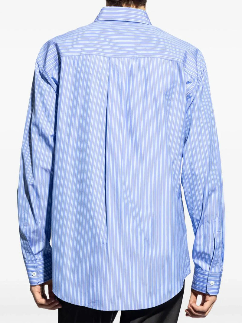 Graphic-print striped cotton shirt