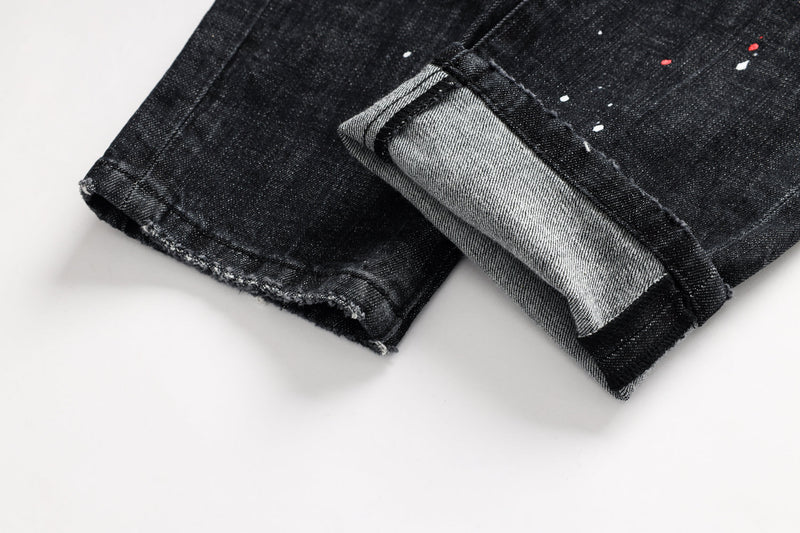 Paint splatter distressed jeans