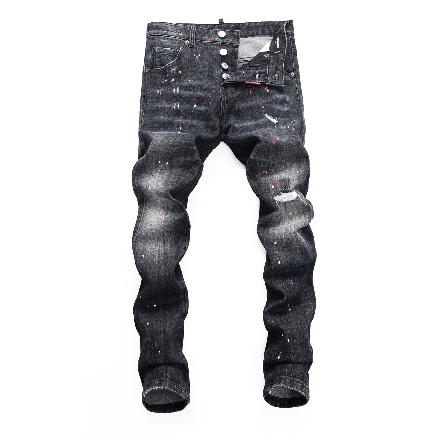Paint splatter distressed jeans