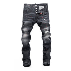 Paint splatter distressed jeans