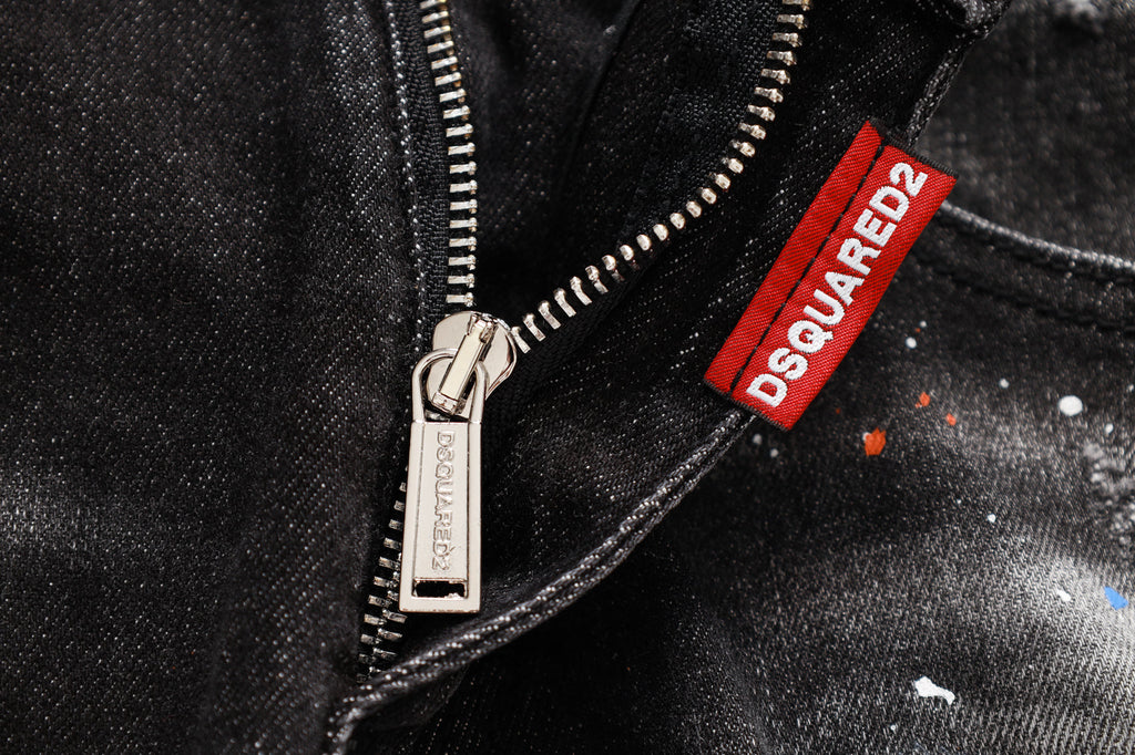 Paint splatter distressed jeans