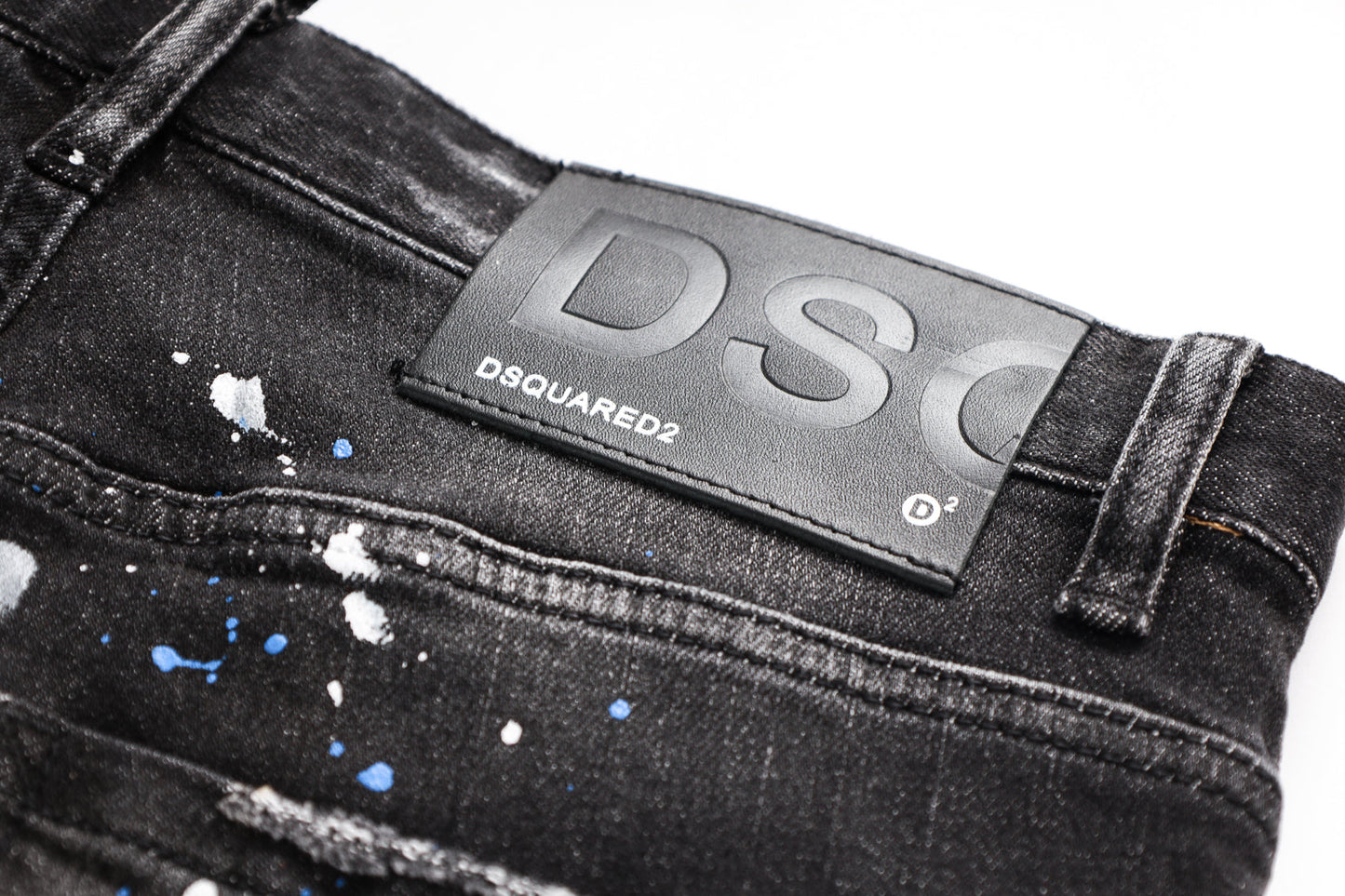 Paint splatter distressed jeans