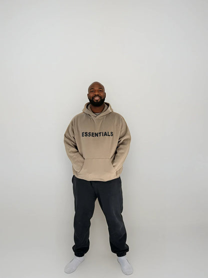 Essentials Hoodie - Black Oversized Long-Sleeve Pullover Unisex