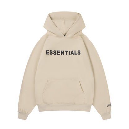 Essentials Hoodie - Tan Oversized Long-Sleeve Pullover Unisex