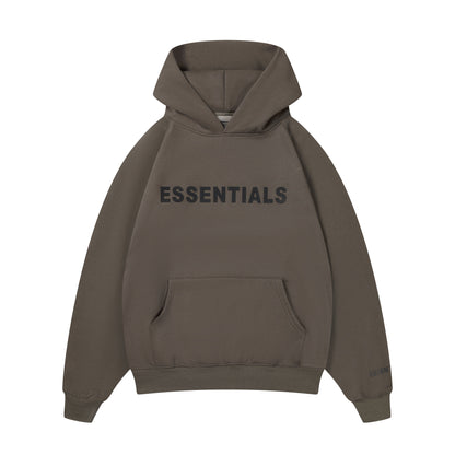 Essentials Hoodie - White Oversized Long-Sleeve Pullover Unisex