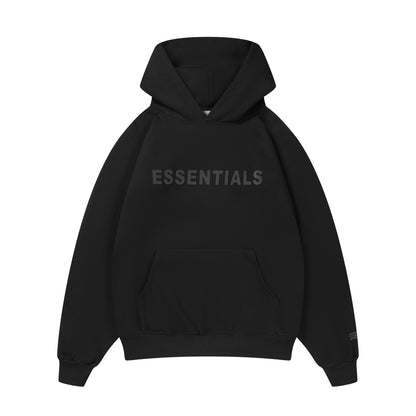 Essentials Hoodie - White Oversized Long-Sleeve Pullover Unisex