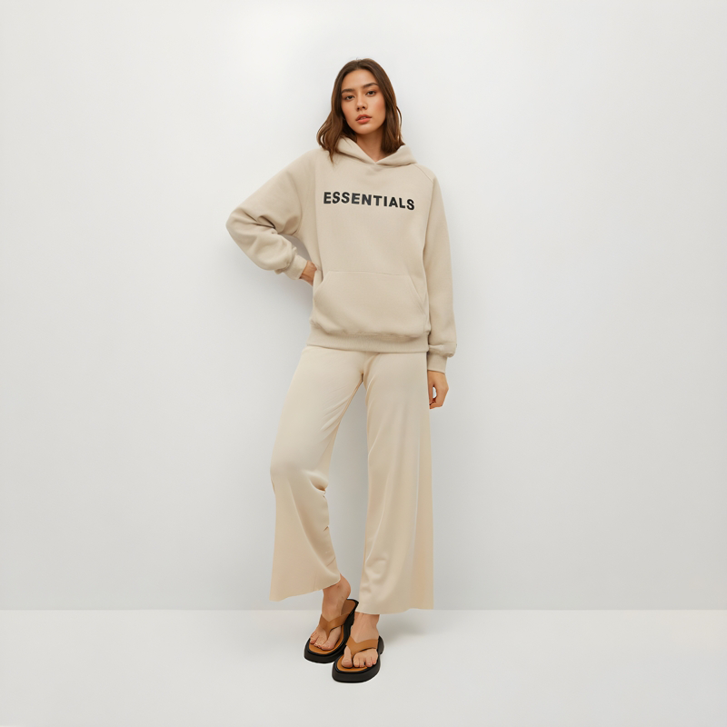 Essentials Hoodie - Off Black Oversized Long-Sleeve Pullover Unisex