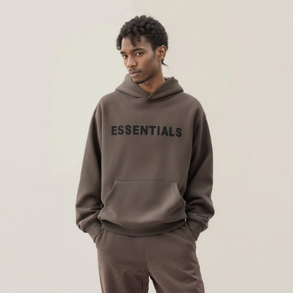 Essentials Hoodie - Off Black Oversized Long-Sleeve Pullover Unisex