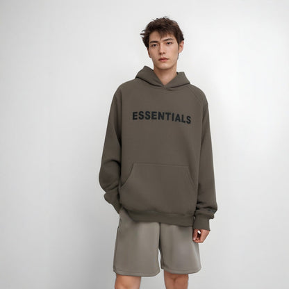 Essentials Hoodie - Off Black Oversized Long-Sleeve Pullover Unisex