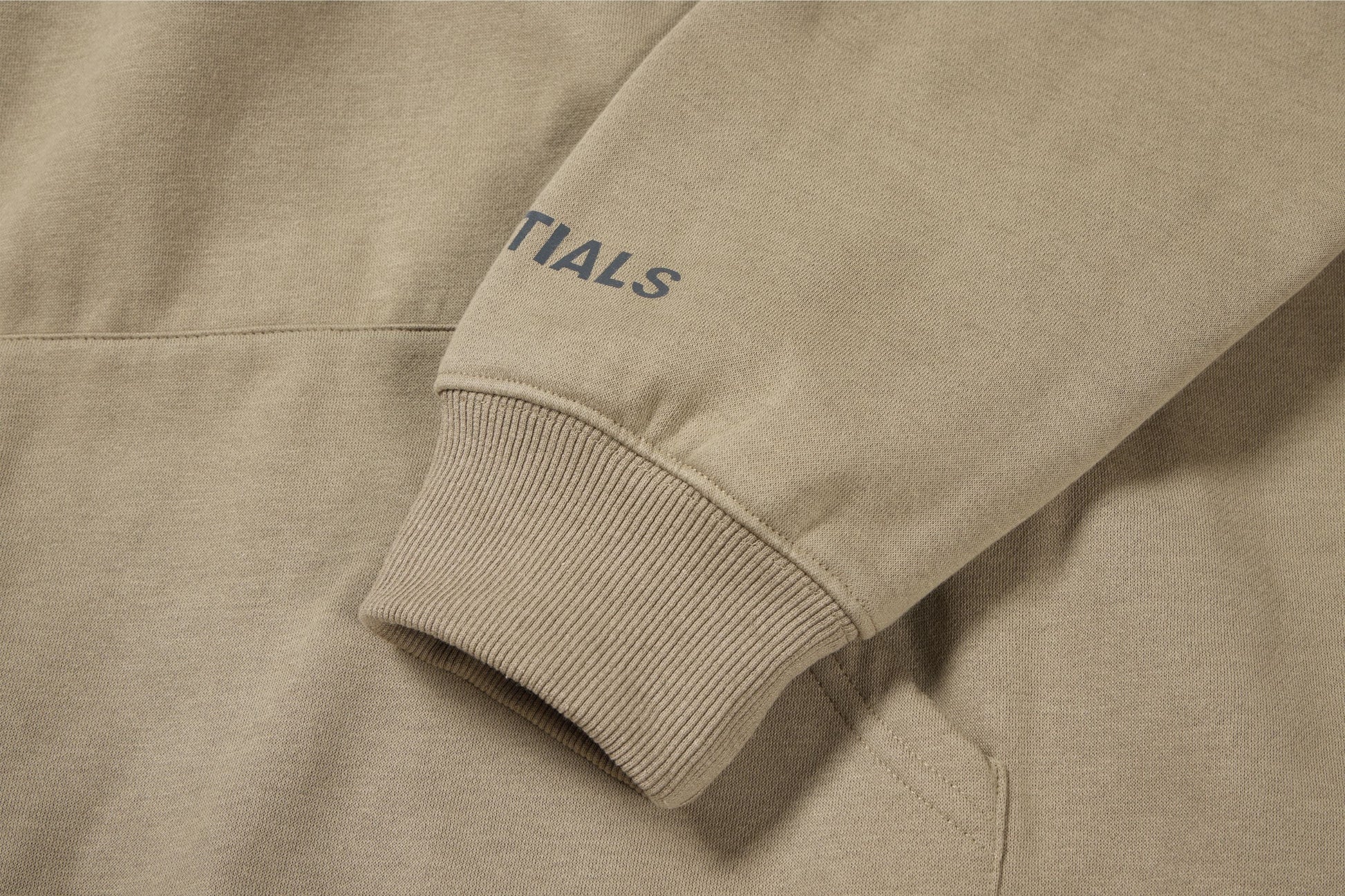 Essentials Hoodie - Tan Oversized Long-Sleeve Pullover Unisex