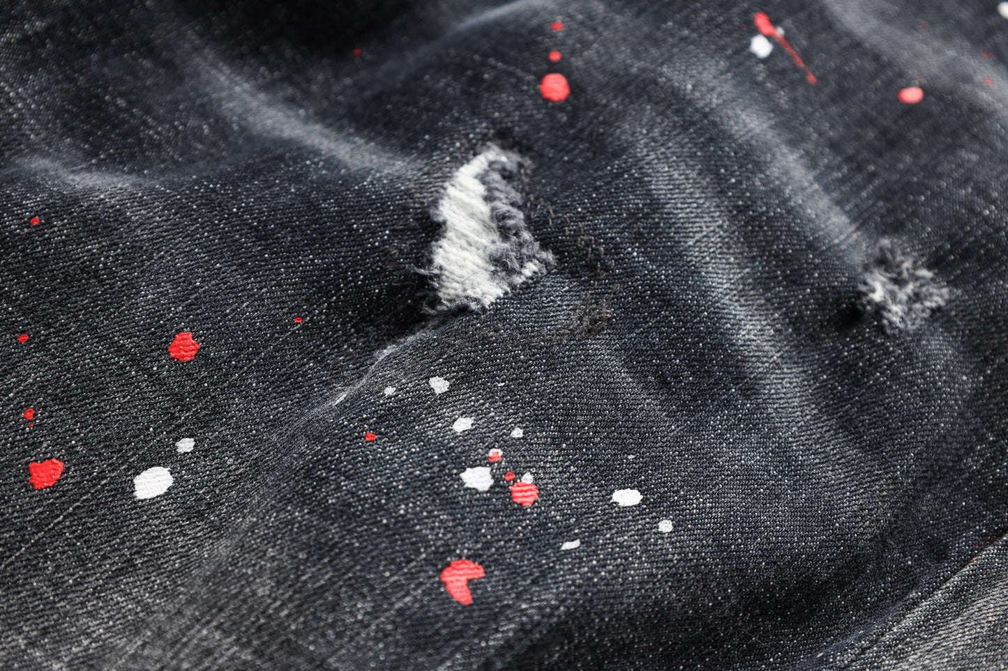 Paint splatter distressed jeans