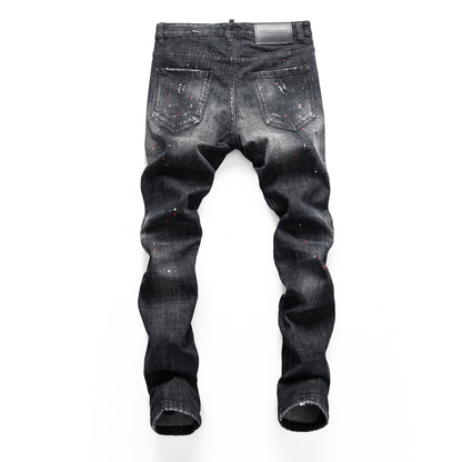 Paint splatter distressed jeans