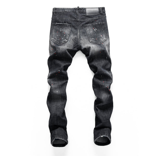 Paint splatter distressed jeans